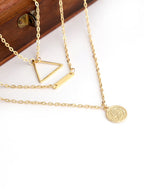 Gold-Polished Alloy Triangle & Coin Charm Necklace - The Pari