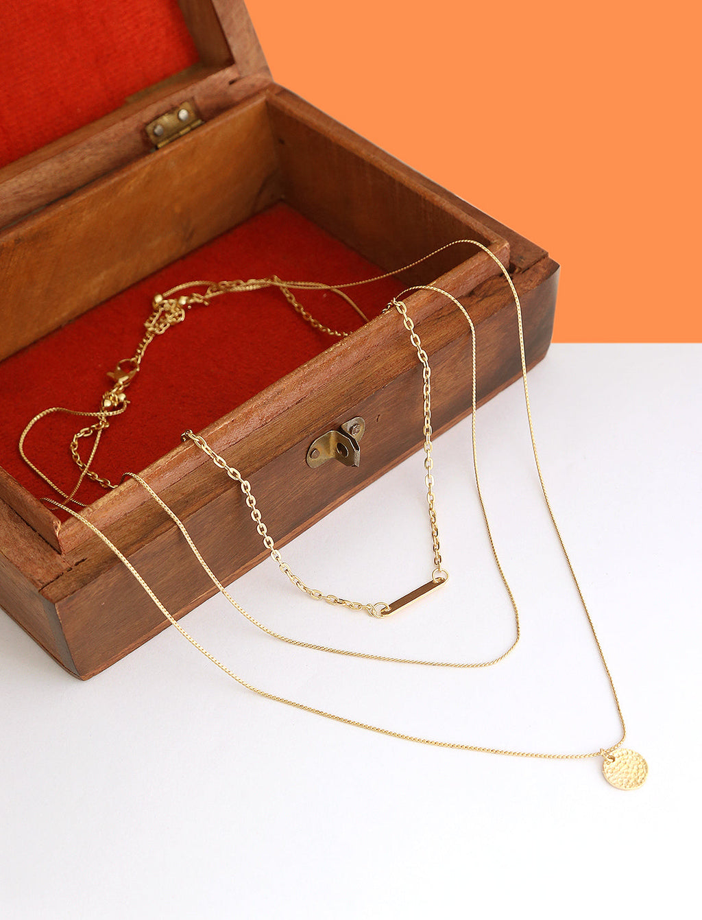 Gold-Polished Alloy Designer Embossed Double Layer Necklace - The Pari