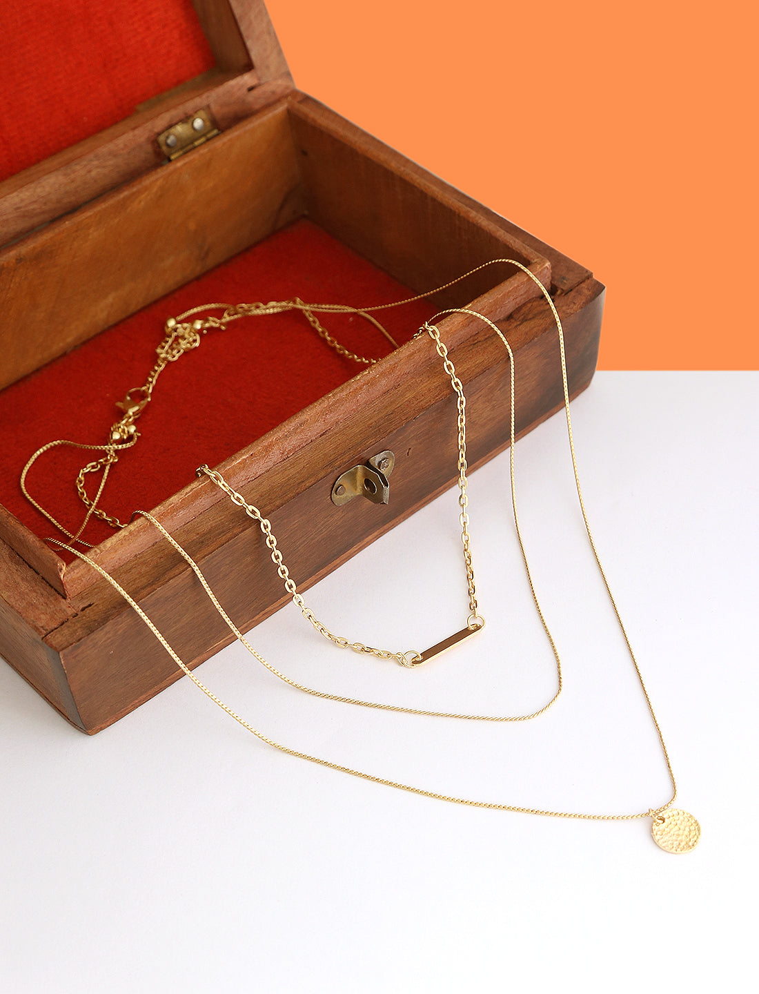 Gold-Polished Alloy Designer Embossed Double Layer Necklace - The Pari