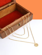 Gold-Polished Alloy Tripple Chain Necklace - The Pari