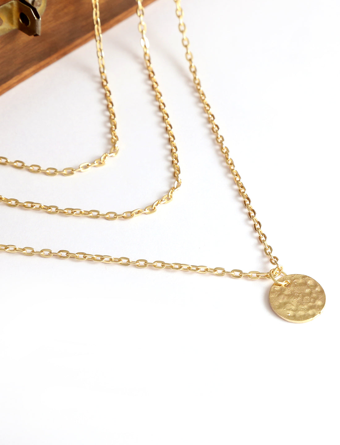 Gold-Polished Alloy Tripple Chain Necklace - The Pari