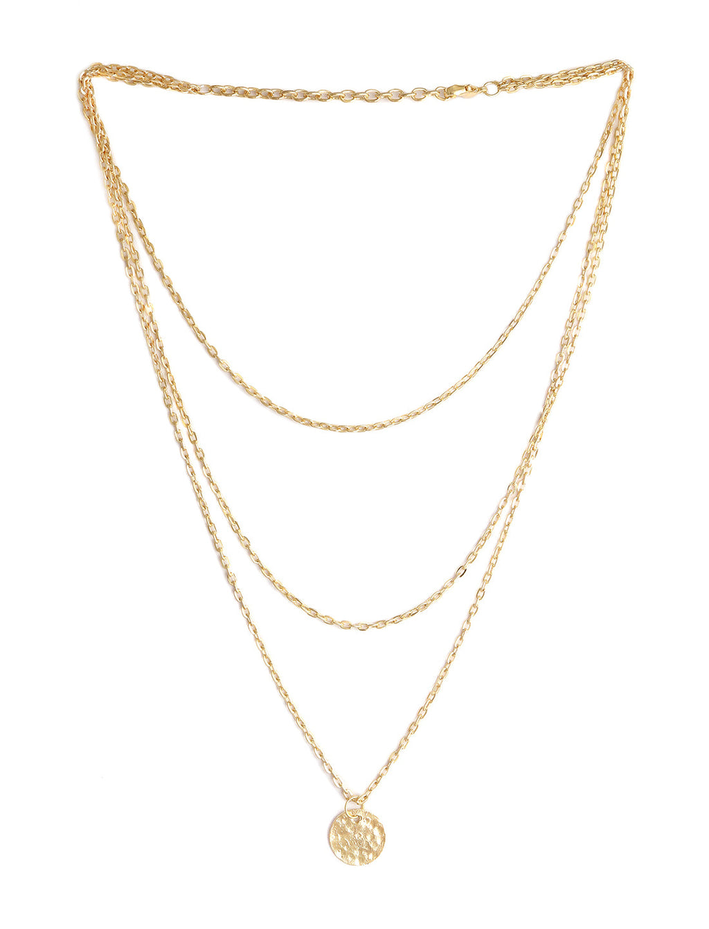 Gold-Polished Alloy Tripple Chain Necklace - The Pari