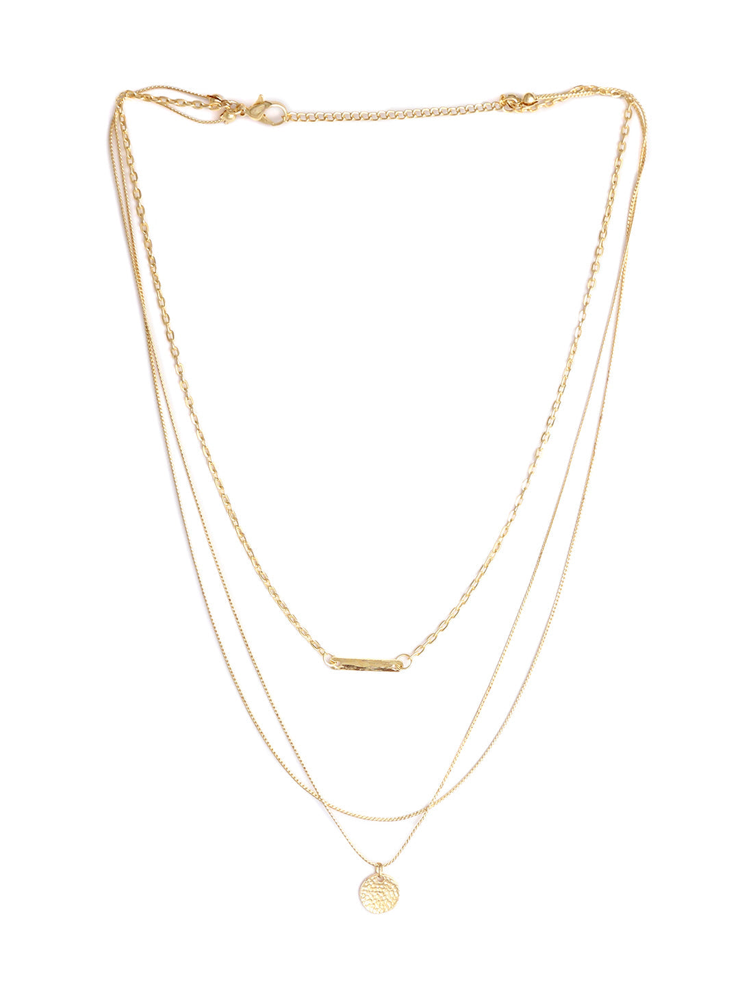 Gold-Polished Alloy Designer Embossed Double Layer Necklace - The Pari