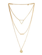 Gold-Polished Alloy Triangle & Coin Charm Necklace - The Pari