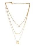 Gold-Polished Alloy Stone Plate & Coin Charm Necklace - The Pari