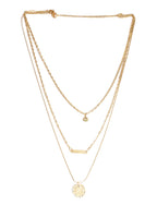 Gold-Polished Alloy Stone Plate & Coin Charm Necklace - The Pari