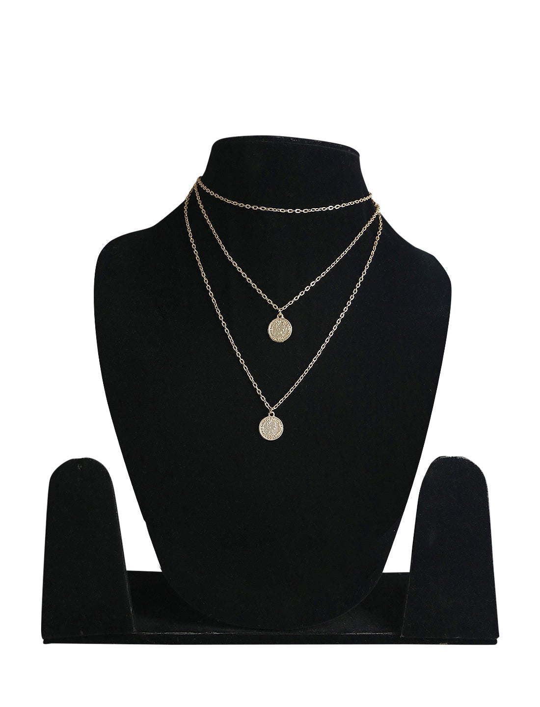 Gold-Polished Alloy Queen Coin Double Layer Necklace - The Pari