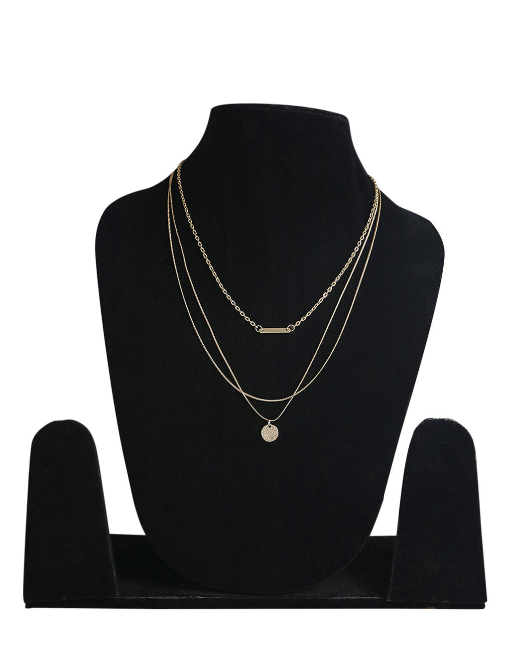 Gold-Polished Alloy Designer Embossed Double Layer Necklace - The Pari