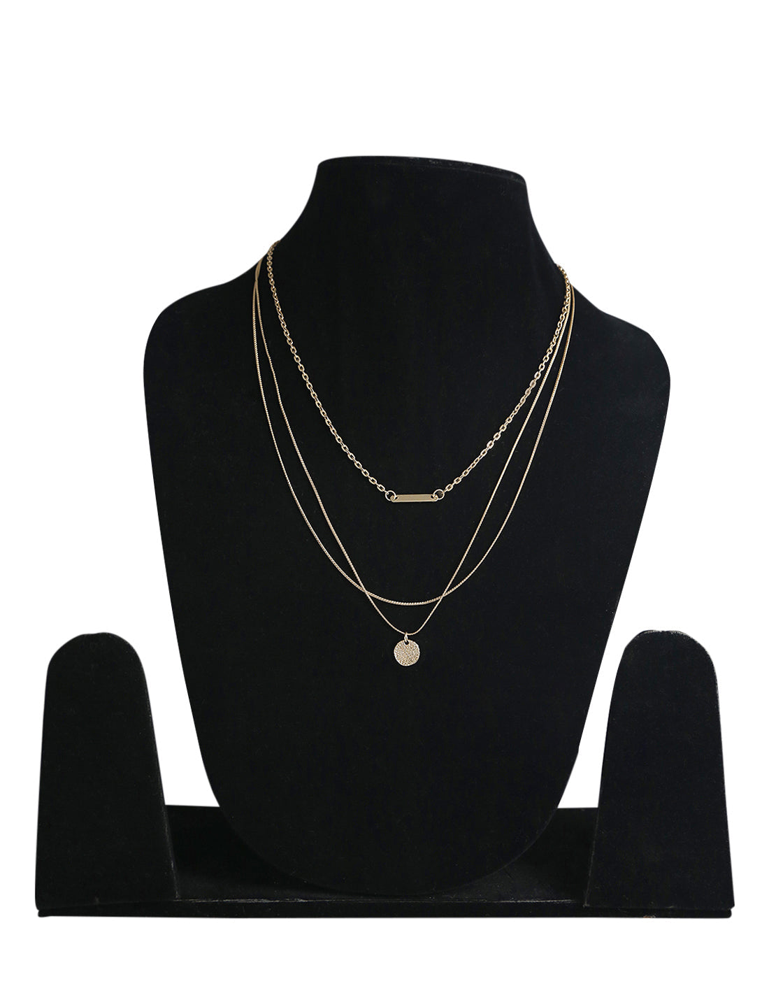Gold-Polished Alloy Designer Embossed Double Layer Necklace - The Pari