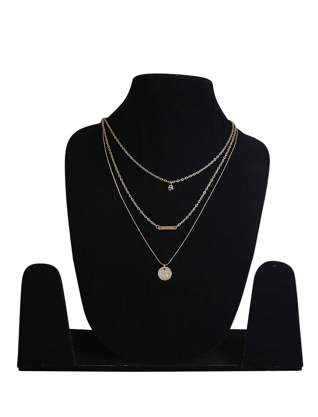 Gold-Polished Alloy Stone Plate & Coin Charm Necklace - The Pari