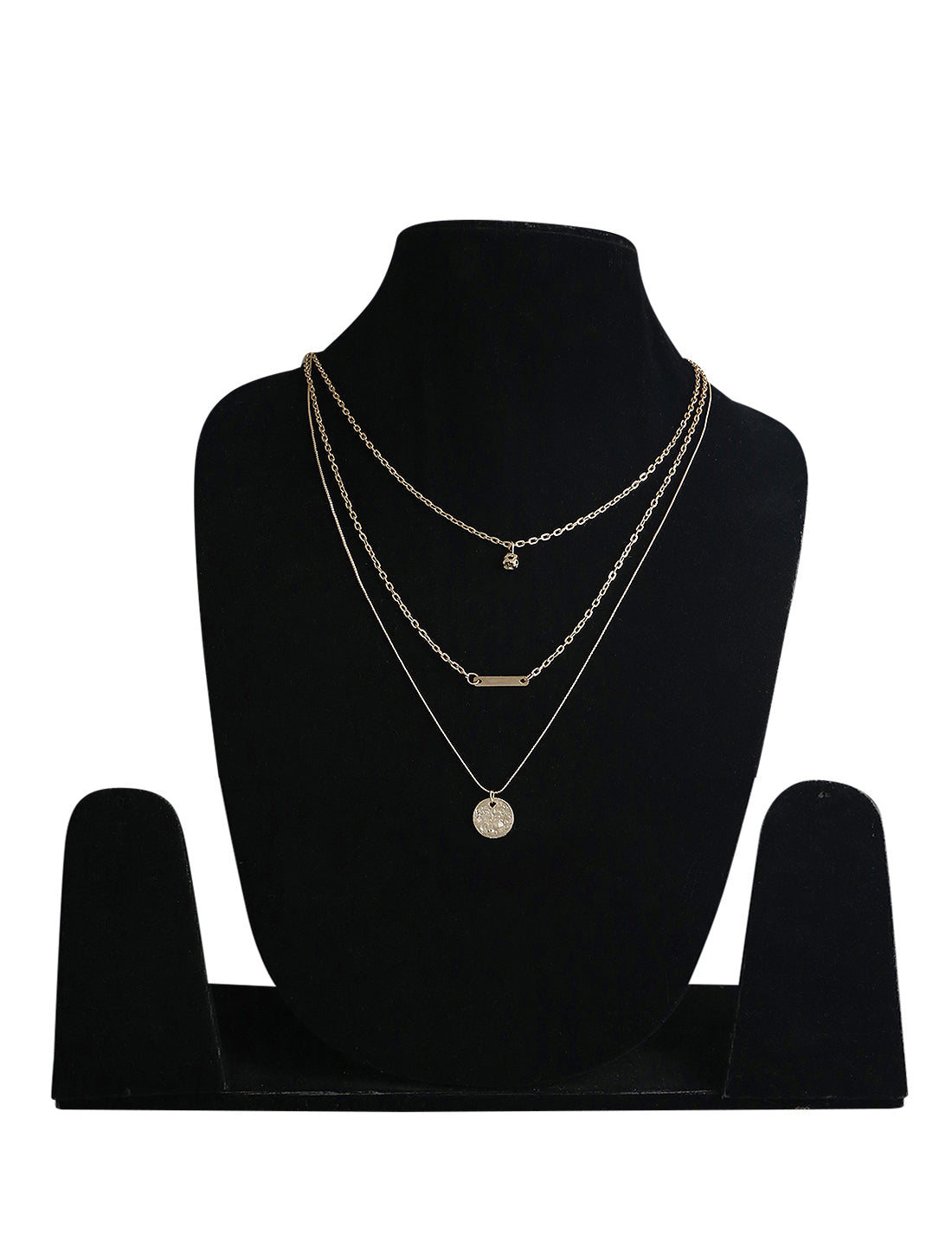 Gold-Polished Alloy Stone Plate & Coin Charm Necklace - The Pari