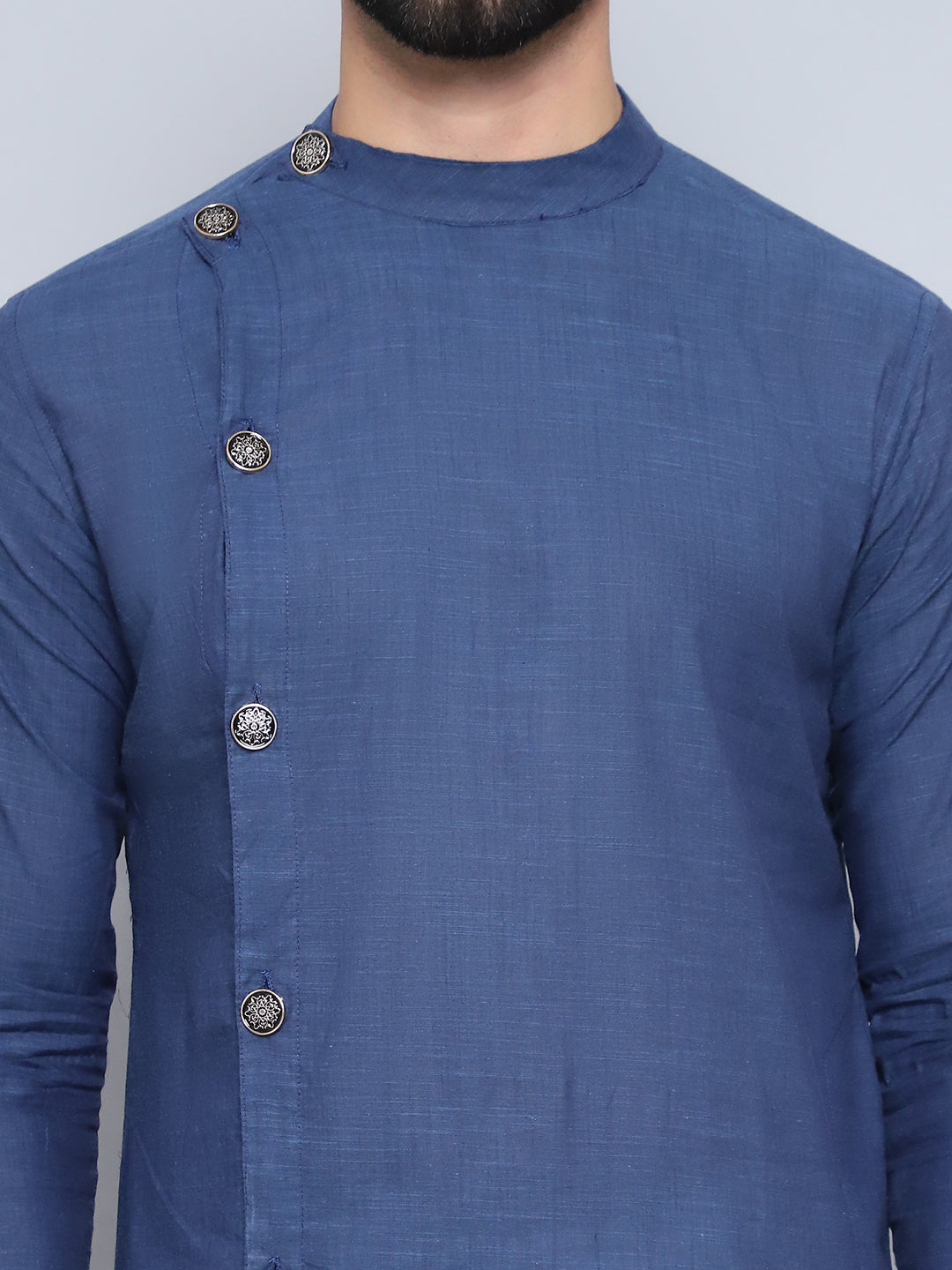 Even Apparels Men's Pure Cotton Grey Sherwani Kurta