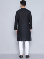 Even Apparels Men's Pure Cotton Black Kurta