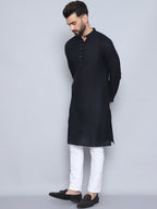 Even Apparels Men's Pure Cotton Black Kurta