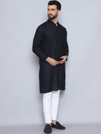 Even Apparels Men's Pure Cotton Black Kurta