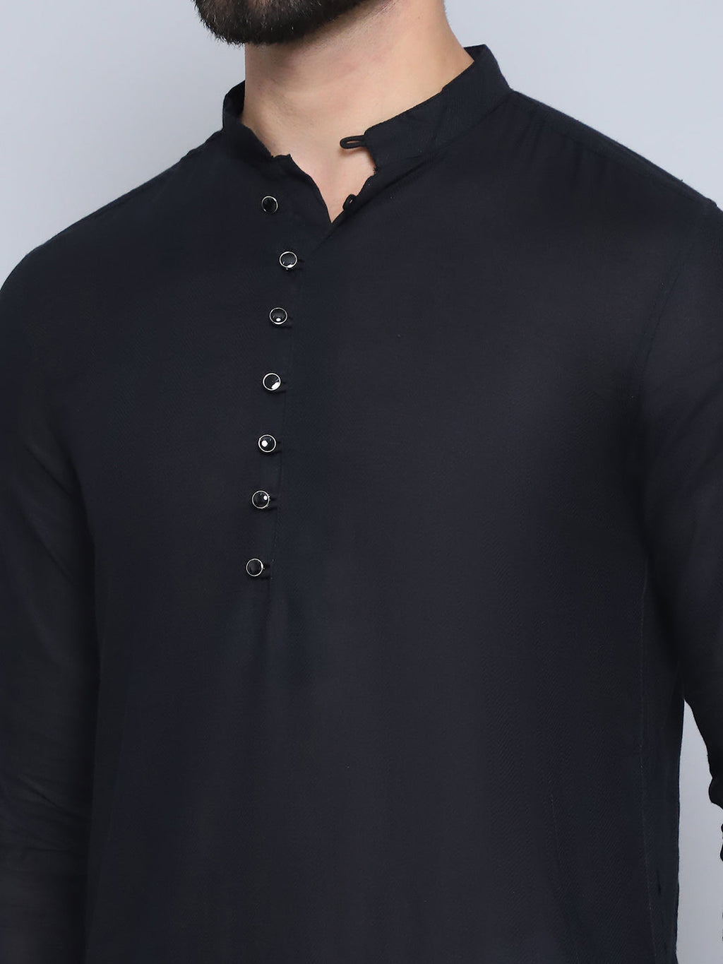 Even Apparels Men's Pure Cotton Black Kurta