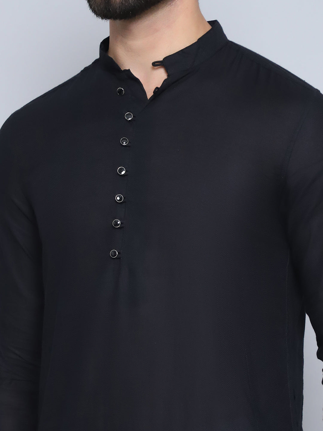 Even Apparels Men's Pure Cotton Black Kurta