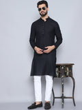 Even Apparels Men's Pure Cotton Black Kurta