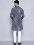 Even Apparels Men's Pure Cotton Black Sherwani Kurta