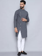 Even Apparels Men's Pure Cotton Black Sherwani Kurta