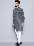 Even Apparels Men's Pure Cotton Black Sherwani Kurta