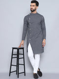 Even Apparels Men's Pure Cotton Black Sherwani Kurta