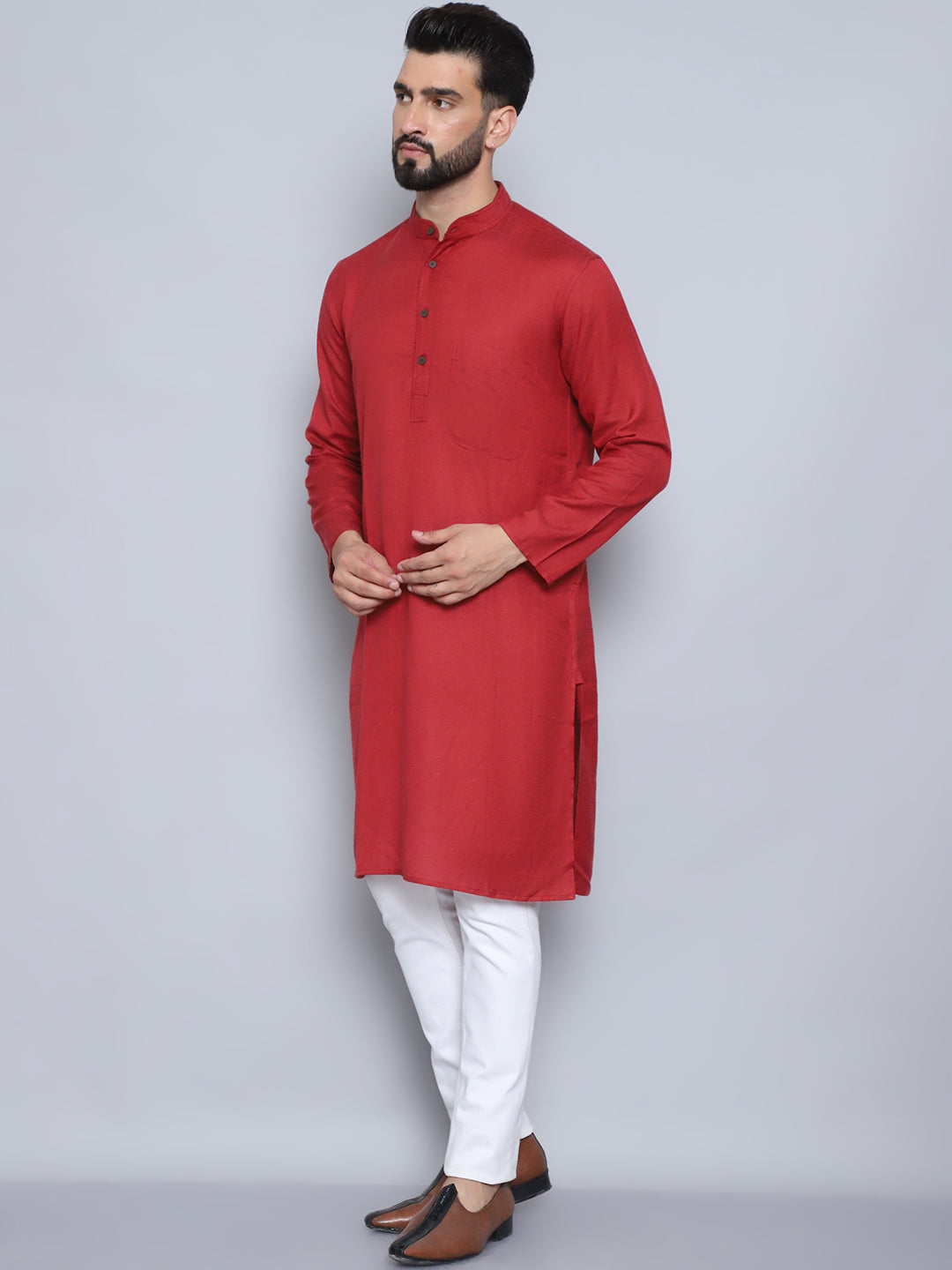 Even Apparels Men's Pure Cotton Rust Kurta