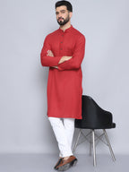 Even Apparels Men's Pure Cotton Rust Kurta
