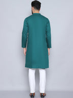 Even Apparels Men's Pure Cotton Green Kurta