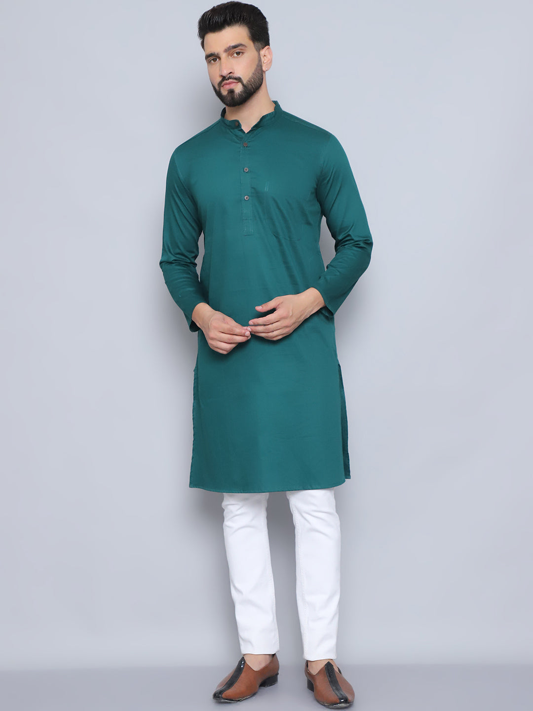 Even Apparels Men's Pure Cotton Green Kurta