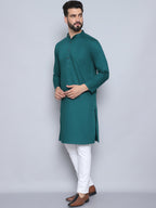 Even Apparels Men's Pure Cotton Green Kurta