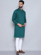 Even Apparels Men's Pure Cotton Green Kurta