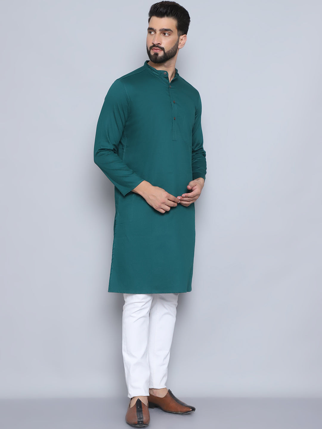 Even Apparels Men's Pure Cotton Green Kurta