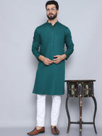 Even Apparels Men's Pure Cotton Green Kurta