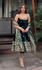 Yash Enterprise Green Vichitra Silk Party Wear Embroidery Suit Set - Distacart