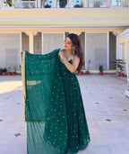 Yash Enterprise Green Faux Blooming Party Wear Embroidery Suit Set - Distacart