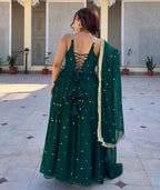 Yash Enterprise Green Faux Blooming Party Wear Embroidery Suit Set - Distacart