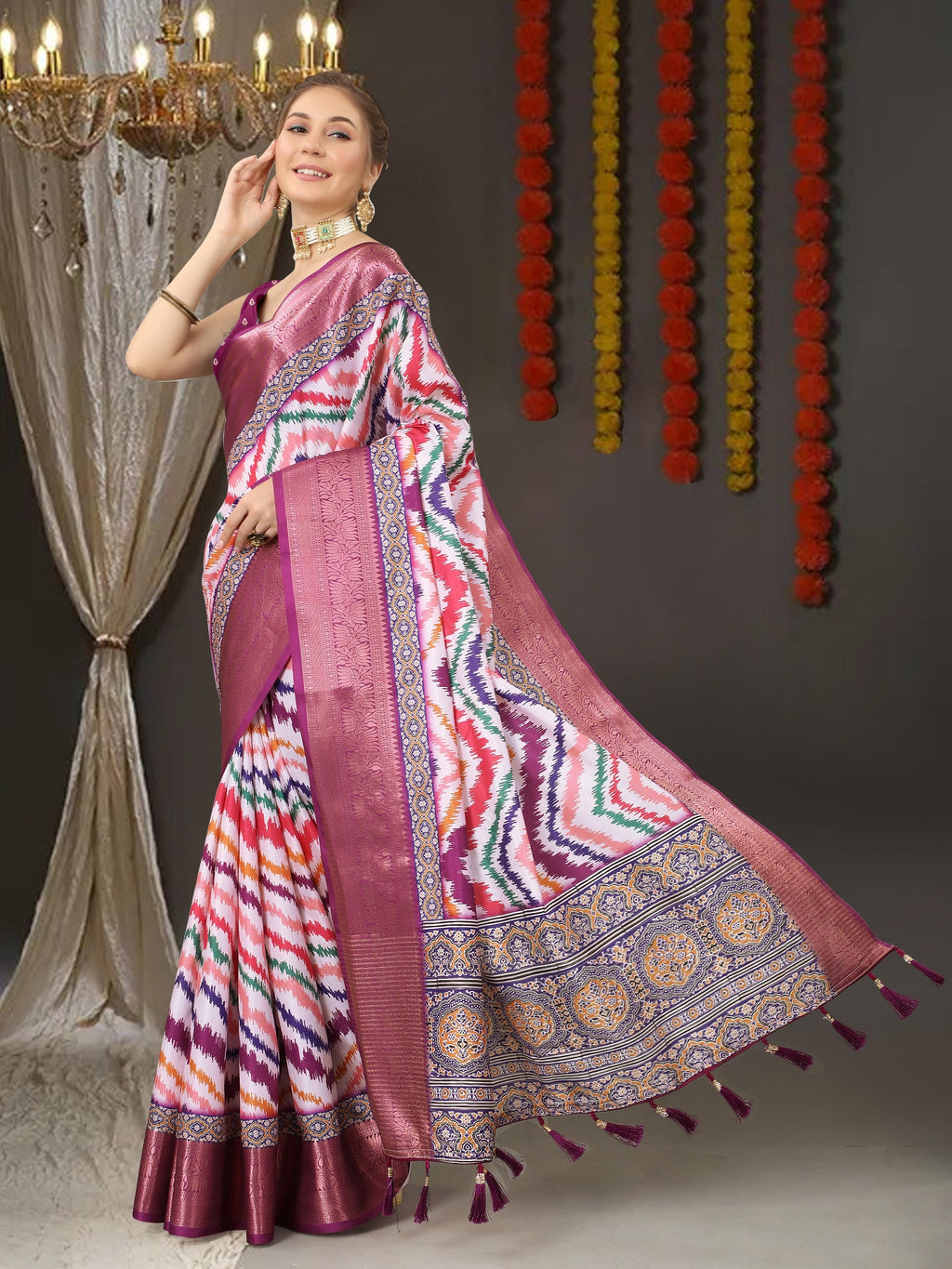 Vedant Vastram Wine Color Kanjeevaram Silk Saree - Wine