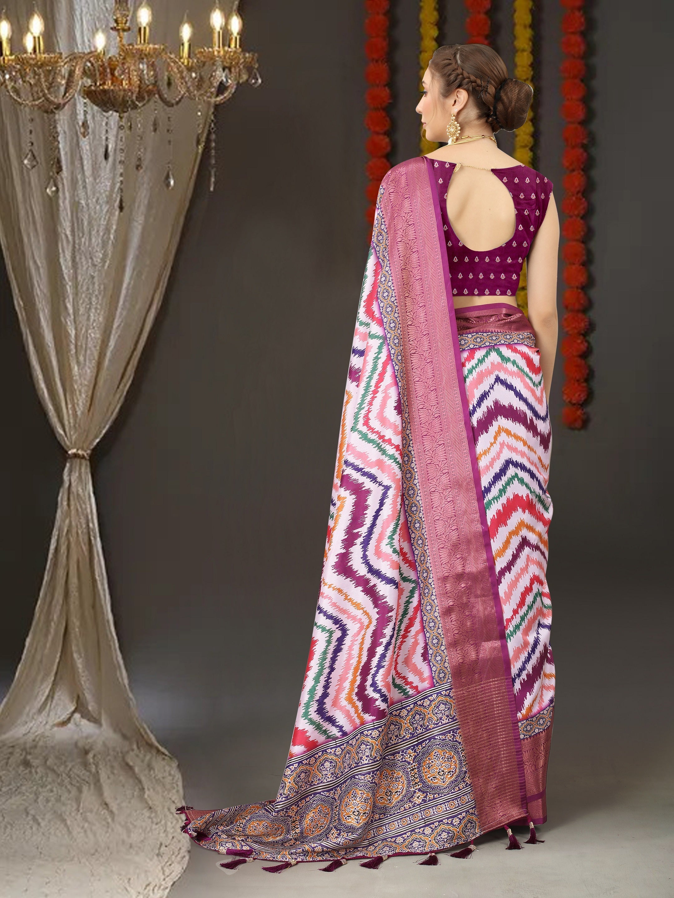 Vedant Vastram Wine Color Kanjeevaram Silk Saree - Wine