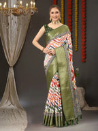 Vedant Vastram Mehndi Color Kanjeevaram Silk Saree - Mehndi