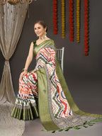 Vedant Vastram Mehndi Color Kanjeevaram Silk Saree - Mehndi