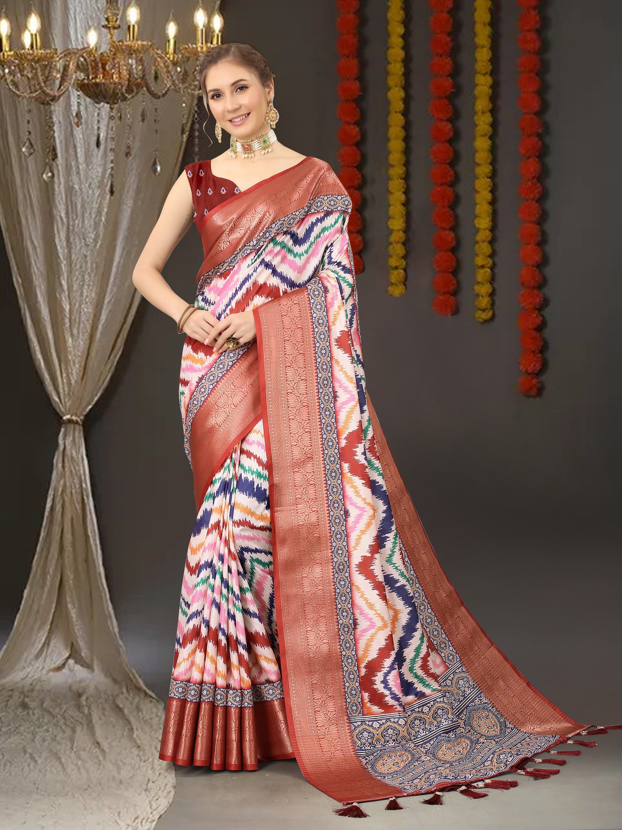 Vedant Vastram Maroon Color Kanjeevaram Silk Saree - Maroon