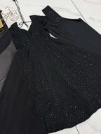 Evanik Black Heavy Faux Georgette With Lucknowi Work Anarkali Suit - Distacart