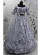 Myra Lavender Silk Embroidered Designer Lehenga