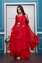 Yash Enterprise Red Vichitra Silk Party Wear Embroidery Crop Top With Blouse Lehenga Choli - Distacart