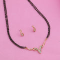Estele Gold-Polished Traditional Mangalsutra Necklace Set with White Austrian Crystals for Women - Distacart