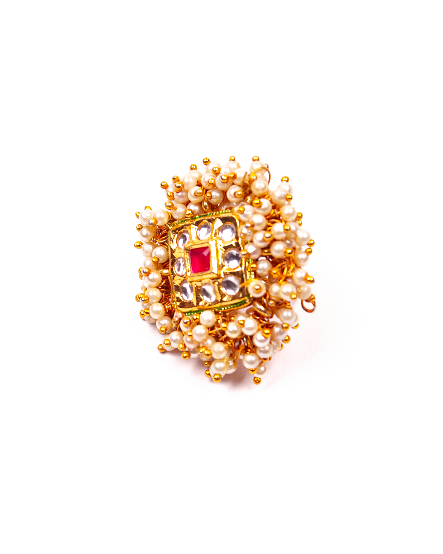 Gold-Polished Alloy Ethnic Designer Cocktail Ring - The Pari