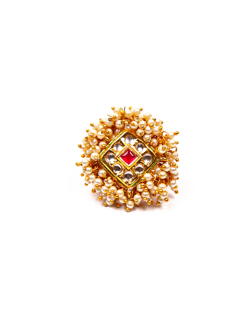 Gold-Polished Alloy Ethnic Designer Cocktail Ring - The Pari
