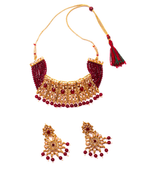 Gold-Polished Alloy Crystal & Alloy Designer Choker Necklace - The Pari