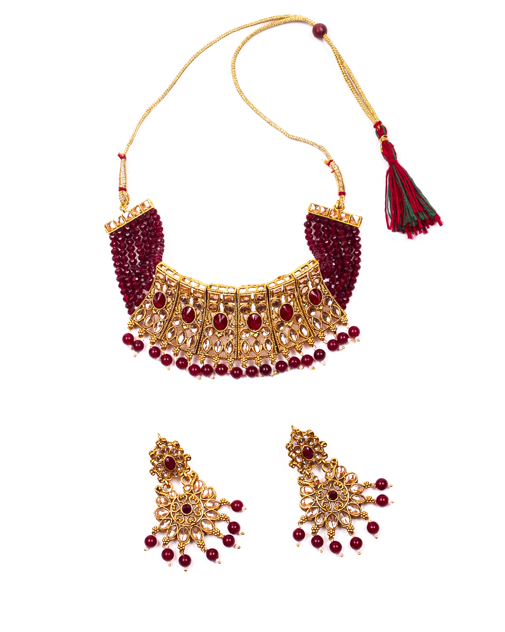Gold-Polished Alloy Crystal & Alloy Designer Choker Necklace - The Pari